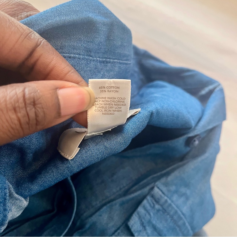 Loft Petite Chambray Button Front Mini Dress With… - image 8
